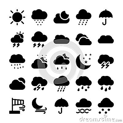 Weather Glyph Icons Set 1 Stock Photo