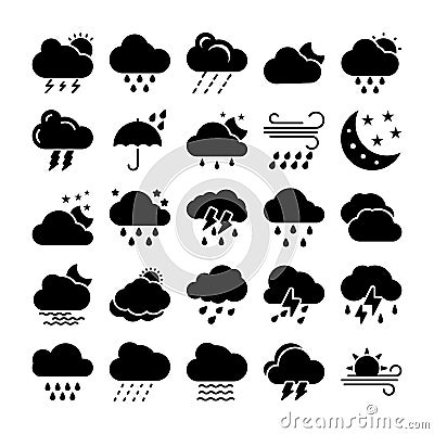 Weather Glyph Icons Set Stock Photo