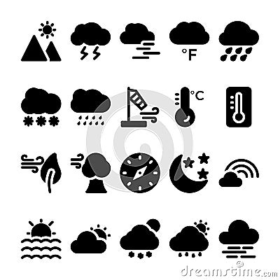 Weather Glyph Icons Set 2 Stock Photo