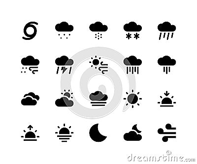 Weather Glyph Icons Vector Illustration