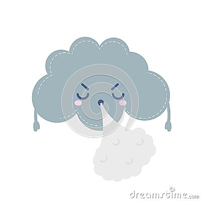 Weather icon of an angry cloud with winds Vector Illustration