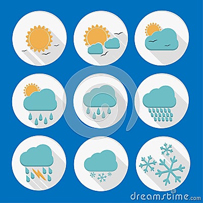 Weather icon. Meteorology flat set. Vector Illustration