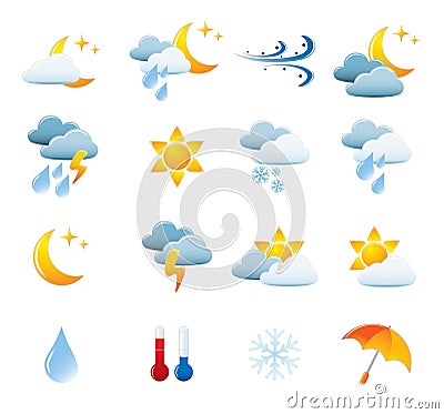 Weather Icon Set Vector Illustration