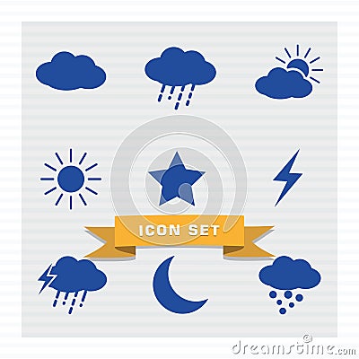 Weather icon set flat style. Vector Illustration