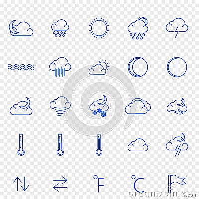 Weather Icon set. 25 Vector Icons Pack Vector Illustration