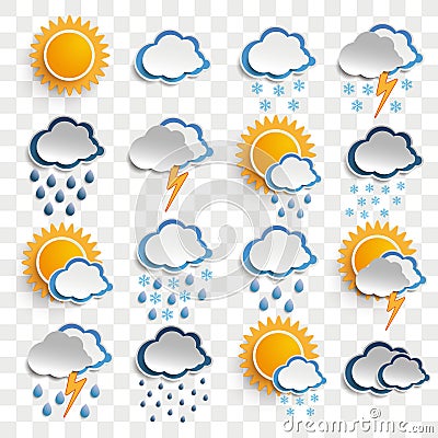 Weather Icons Transparent Vector Illustration