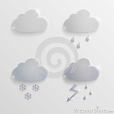 Weather icons Clouds of glass Vector Illustration