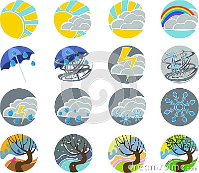 Weather icons collection Vector Illustration