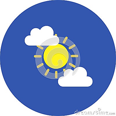 Weather icons. Weather emblem. Round icons with weather symbols and phases of the moon. Vector Illustration