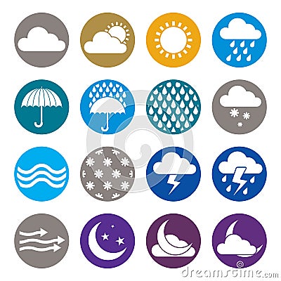 Weather icons isolated on white background vector set, simplistic symbols vector collections. Vector Illustration