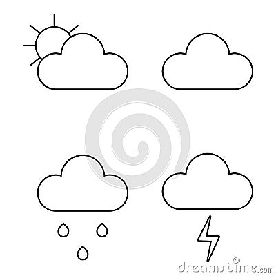 Weather icons line theme. Vector illustration. eps10 Cartoon Illustration