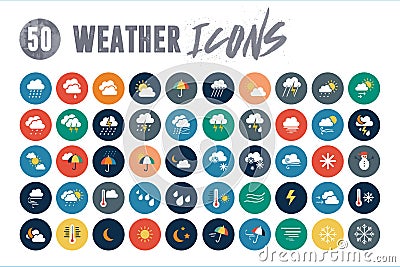 50 Weather Icons Stock Photo
