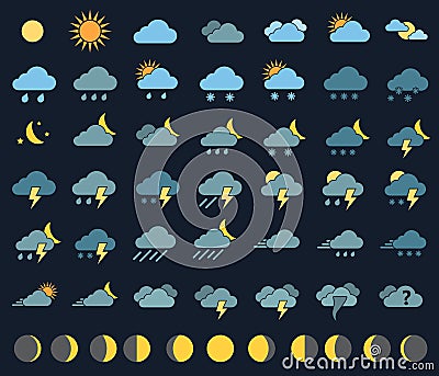 Weather icons and signs Vector Illustration