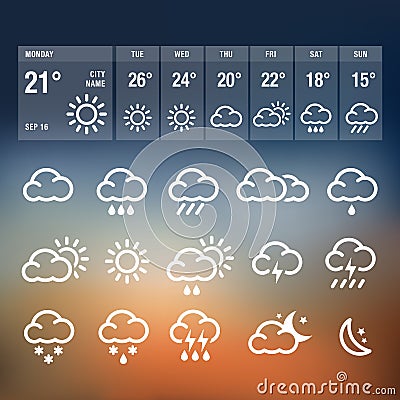 Weather Icons Vector Illustration