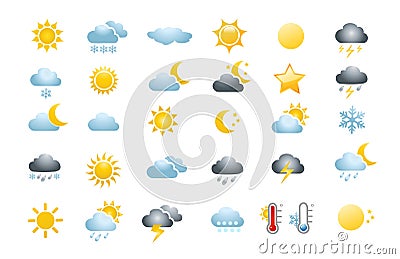 30 weather icons Vector Illustration