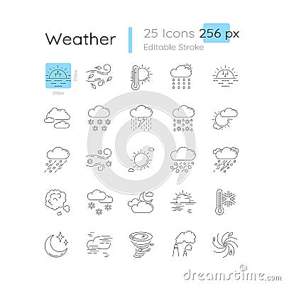 Weather linear icons set Vector Illustration