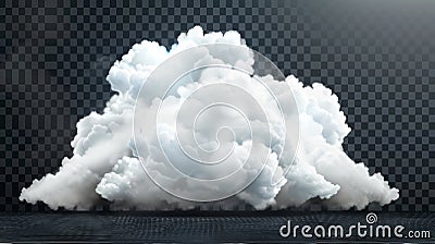 Weather meteo icon realistic modern illustration of fluffy cumulus cloud. Inset on transparent background. Realistic Cartoon Illustration