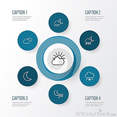 Weather Outline Icons Set. Collection Of Breeze, Snowfall, Overcast And Other Elements. Also Includes Symbols Such As Vector Illustration