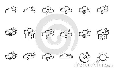 Weather Outline Icons Vector Illustration