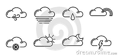 Weather Outline Icons Vector Illustration