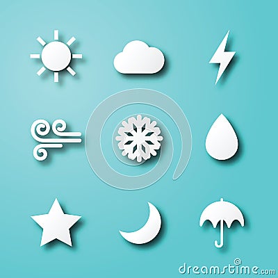 Weather paper art icons Vector Illustration