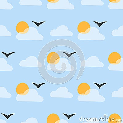 Weather seamless pattern cloud sky vector illustration season outline design thunder temperature sign Vector Illustration