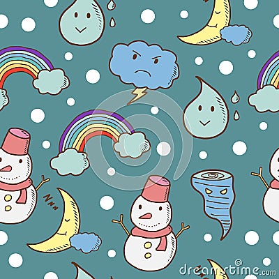 Weather seamless pattern Vector Illustration