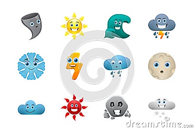 Weather smiles icons set Stock Photo