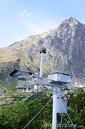 Weather station with mountain in background Editorial Stock Photo