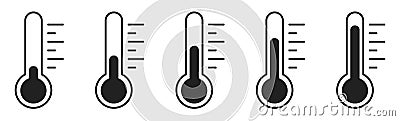 Weather temperature thermometer icon set. Vector thermometer symbol collection Vector Illustration