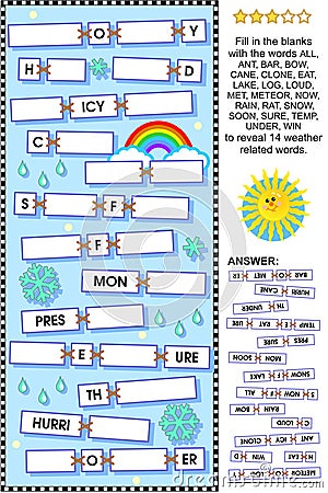 Weather themed word puzzle Vector Illustration