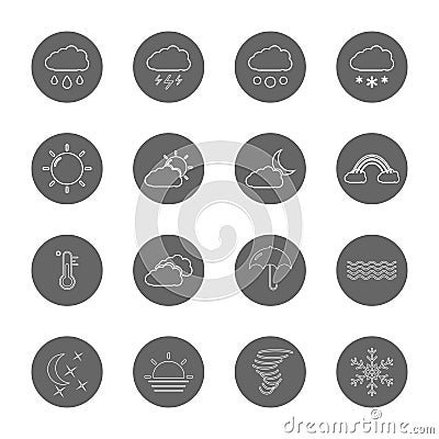 Weather thin line icons set Vector Illustration