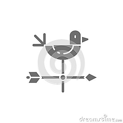 Weather vane rooster, weathercock grey icon. Isolated on white background Vector Illustration