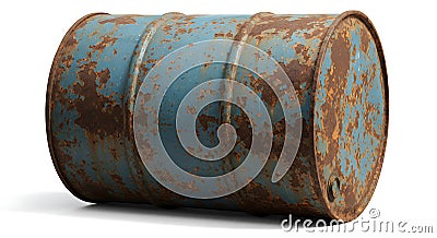weathered blue drum with substantial rust accumulation by me - generated using ai Stock Photo