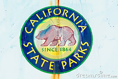 Weathered California State Parks sign Editorial Stock Photo