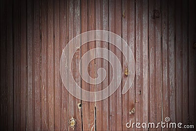 Weathered Cracked Brown Old Wood Plank Panel With Black Vignette Stock Photo