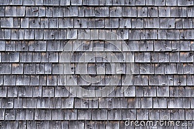 Weathered Gray Cedar Shingle Wall Stock Photo