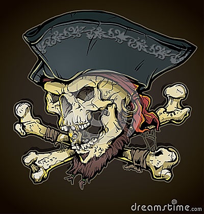 Pirate Skull Head Vector Illustration