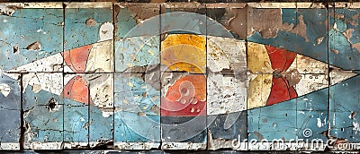 Concept Ancient Art, Historic Murals, Weathered Beauty Weathered Mural Echoes of Ancient Artistry Stock Photo