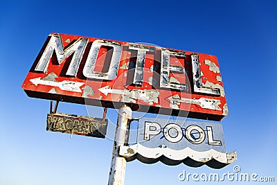 Weathered Retro Motel Sign Stock Photo