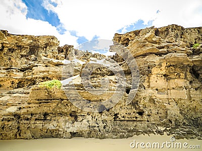 Weathered rocks at Praia Varandinha, Boa Vista Stock Photo