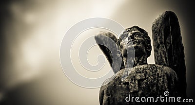 Weathered stone angel Stock Photo