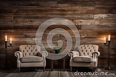 Weathered wood wall in a rustic lodge setting Stock Photo
