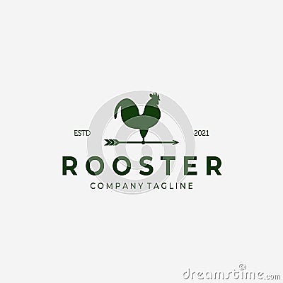 Weathervane Rooster Vintage Logo Vector Design Illustration, Rooster Icon, Farm Fresh, Livestock Company Vector Illustration