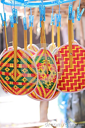 Weave colorful thai fan Stock Photo