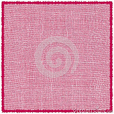 Weave laced napkin, serviette, rug, mat, carpet with decorative fringe in pink colors isolated on white Vector Illustration