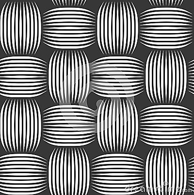 Weave seamless pattern, vector linear background with woven texture, textile knitted repeat tiling wallpaper, perfect simplistic Vector Illustration