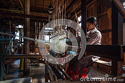 Weaving with handloom Editorial Stock Photo