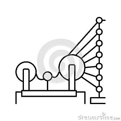 weaving and warping cotton machine line icon vector illustration Vector Illustration