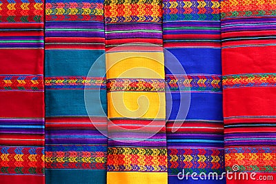 Weawed Textiles at the Tarabuco Market Stock Photo